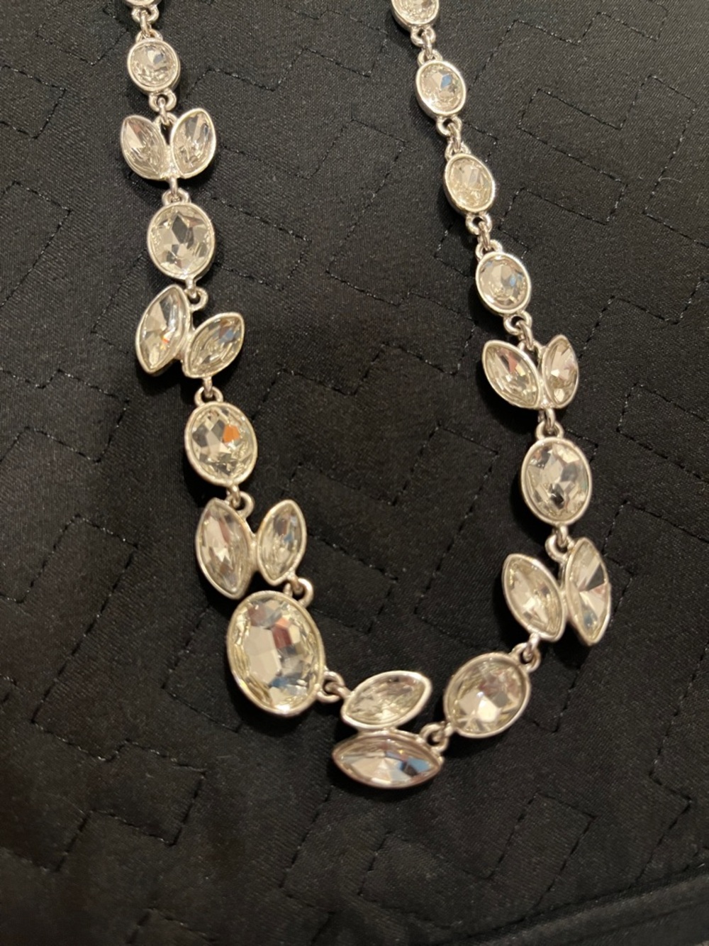 Napier Silver-Tone Clear Crystal Link Necklace - Picture 2 of 7